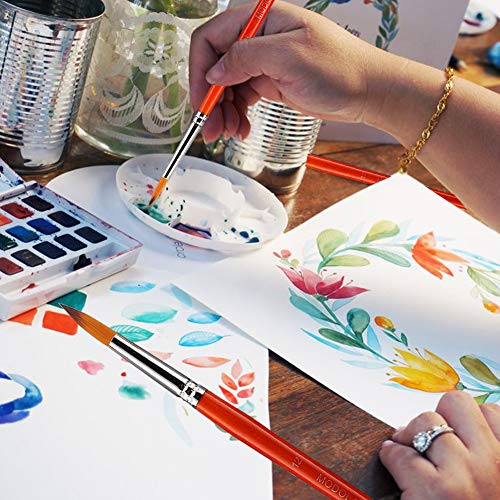 watercolor paint brushes set - 12pcs round pointed painting brush for acrylic gouache oil artist miniature model - short handle