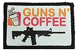 RedheadedTshirts - Guns and Coffee Morale Patch. Perfect for Your Tactical Military Army Gear, Backpack, Operator Baseball Cap, Plate Carrier or Vest. 2x3 Hook Patch. Made in The USA