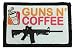 Guns and Coffee Morale Patch. Perfect for your Tactical Military Army Gear, Backpack, Operator Baseball Cap, Plate Carrier or Vest. 2x3" Hook Patch. Made in the USA