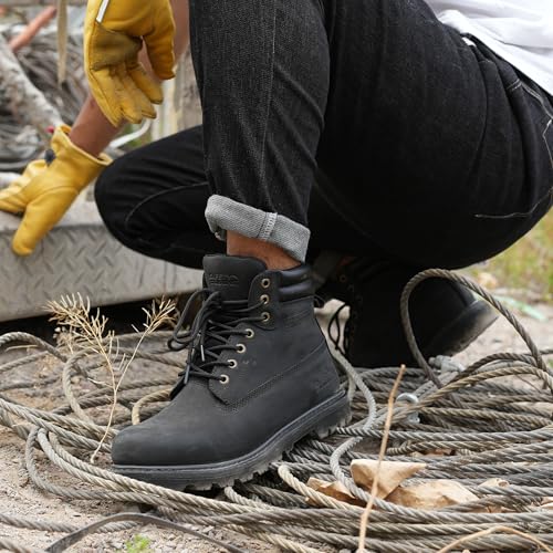 Image of Work Boots for Men Waterproof Soft Toe Non Slip Comfortable Leather Workboots