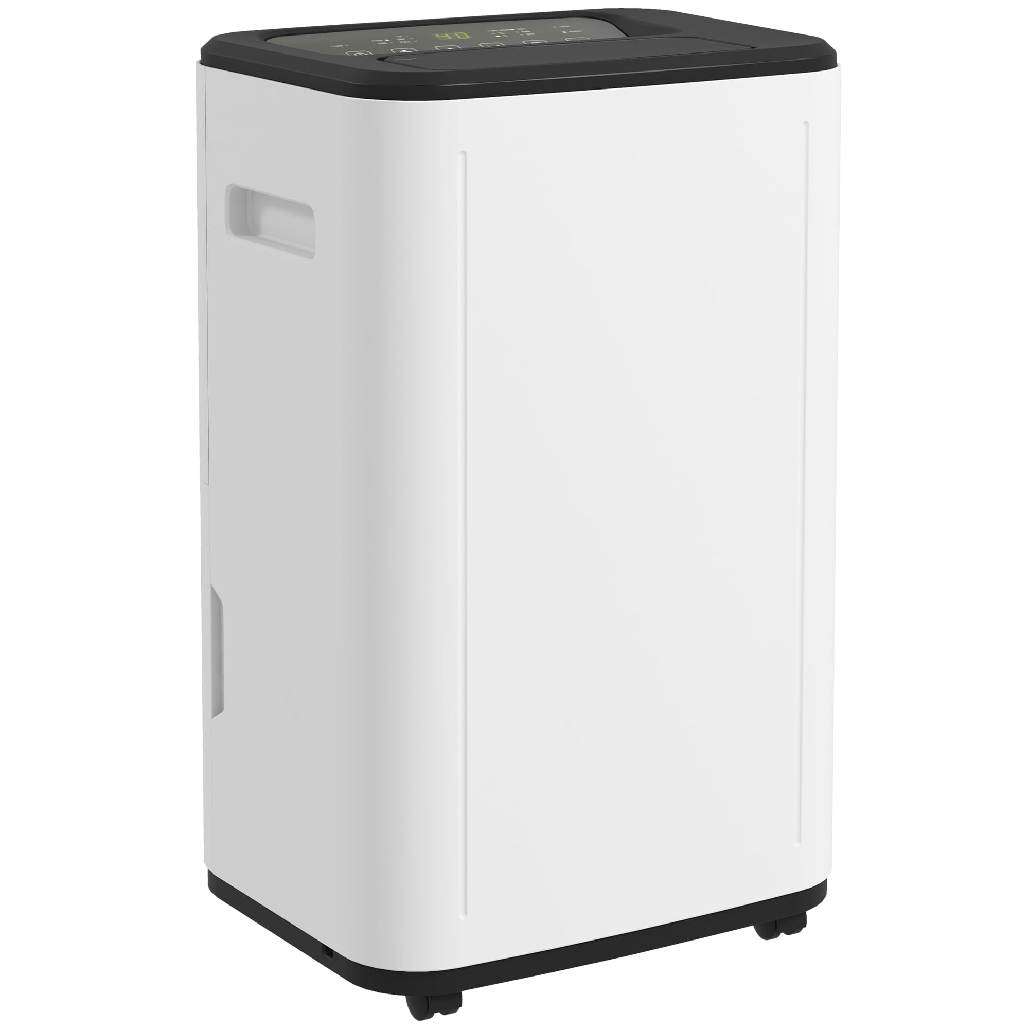 HOMCOM Deshumidificador Eléctrico 20L/Días Depósito de Agua 6L Blanco | Deshumidificador Silencioso, 3 Modos, 2 Velocidades, Ruedas, Pantalla LED, Temporizador, para 20-40 m²