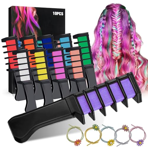 10 Stück Haarkreide Kamm, Haarkreide für Mädchen, Bunte Haarfarbe, Leicht auswaschbare temporäre Farbe, Für Festivals und Partys, Kinderfreundliches Geschenk für Mädchen 10 Stück Haarkreide Kamm, Haarkreide für Mädchen, Bunte Haarfarbe, Leicht auswaschbare temporäre Farbe, Für Festivals und Partys, Kinderfreundliches Geschenk für Mädchen