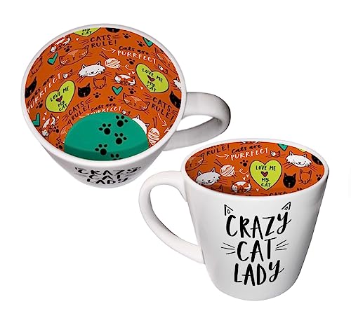 WPL Gifts Inside Out Crazy Cat Lady Mug with Gift Box (ISO175), 13 cm x 9 cm