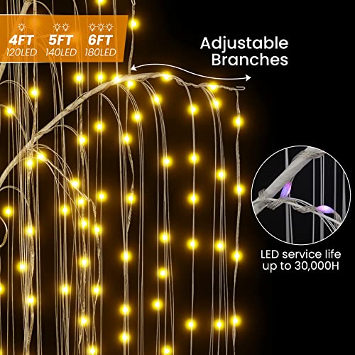Recaceik 3-Piece Lighted Willow Tree 4Ft 5Ft 6Ft Rgb Colorful Tree 440 Led Artificial Twinkly Christmas Tree With Remote Control Home Christmas Decor For Indoor Outdoor Xmas Halloween Party Wedding #TOP7