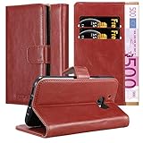 Cadorabo Hülle kompatibel mit HTC ONE M10 aus Premium Kunst Leder Flip Klappbare Stoßfeste Magnetische [Standfunktion] [Kartenfächern] Cover Hülle für HTC ONE M10 Tasche in Rot