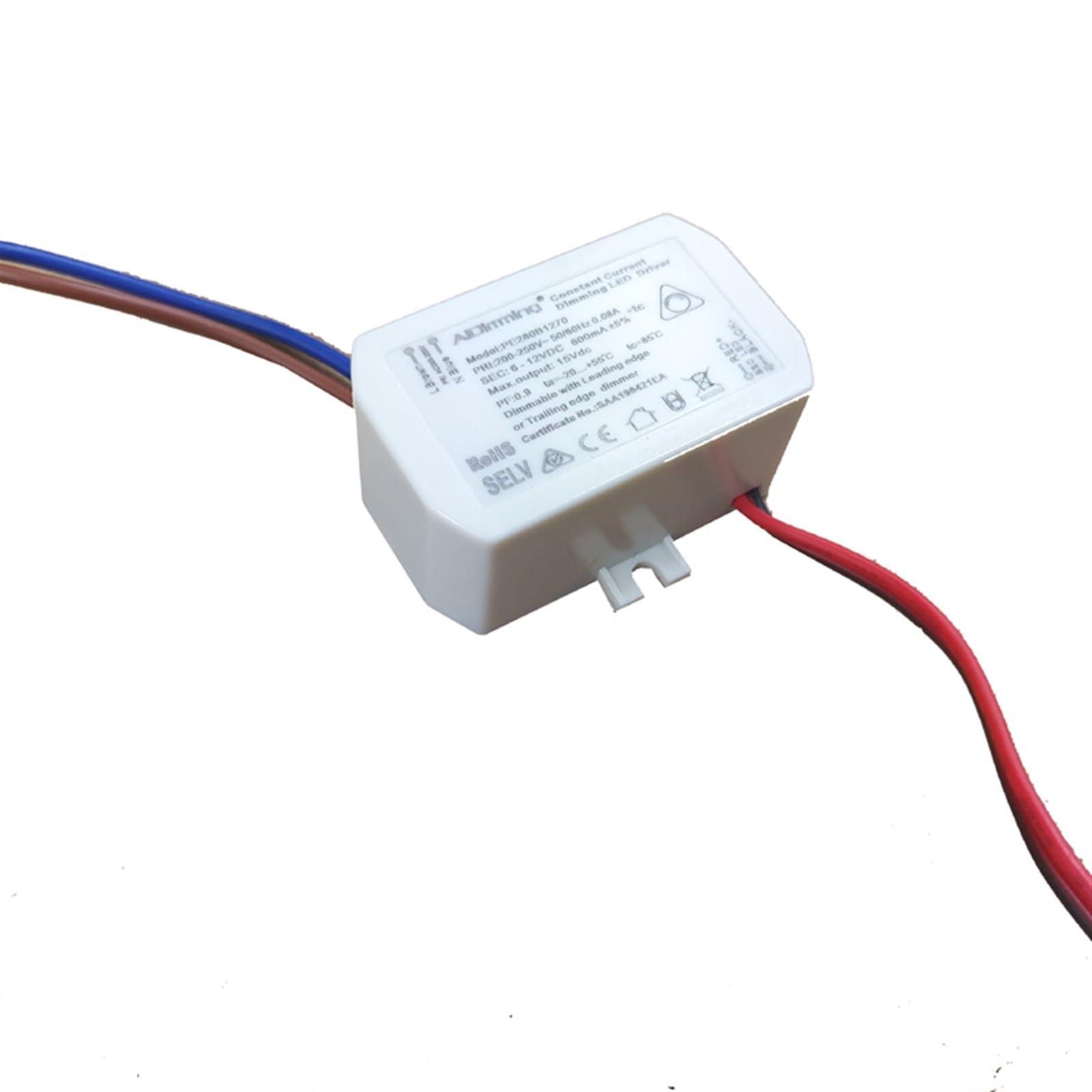 8.4W Smooth Mini Dimmable Driver High Performance Compact Constant Current LED Transformer 500ma 600ma 700ma for Small LED Light Input AC200-240V 8.4W(Max) (Size : Out 6-12V 600mA)