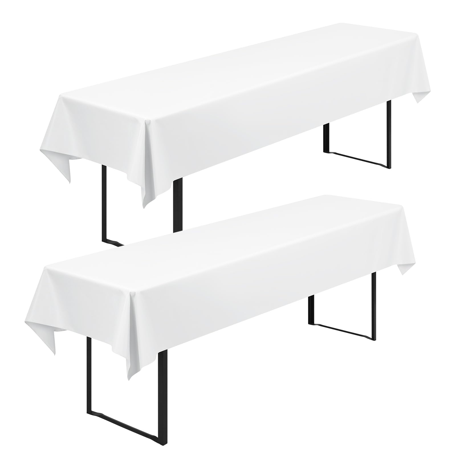 2 Stück Biertisch Tischdecke Universal für 50cm u.70cm Biertische Hussen für Biertisch Biertischhussen Blickdichte Biertisch-Husse Bierzeltgarnitur Waschbar Biertischdecke 100x250cm(Weiß)