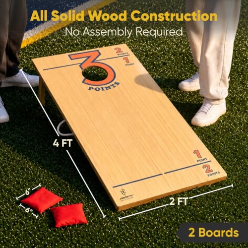 Image of Cornhole Board Set for Adults, Premium Wooden Bean Bag Toss Game with 8 All-Weather Bean Bags, Integrated Bean Bag Storage, Foldable Legs Outdoor Game