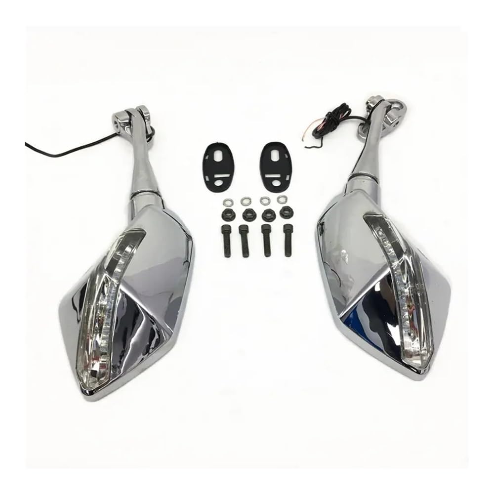 Espejo retrovisor de motocicleta modificado universal con luz lateral y gran campo visual 7