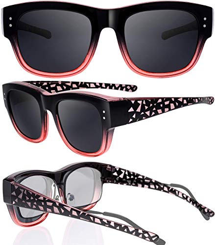 Image of The Fresh High Definition Polarized Wrap Around Shield Sunglasses for Glasses - Leather Eyeglasses Case