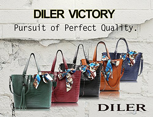 DILER Women Purse Top Handle Satchel Handbags Tote Handbags Shoulder Bag Messenger Bags Deep Sea Blue
