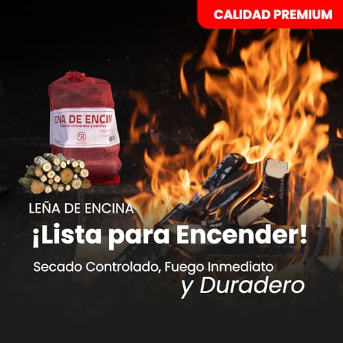 Miniatura 2 de Leña Encina Saco 12kg Madera Dura Secada Horno Alto Rendimiento Calor Intenso Llama Duradera Ideal Chimenea Estufa Barbacoa Interior Exterior Combustión Lenta Baja Humedad Ecológica Limpia