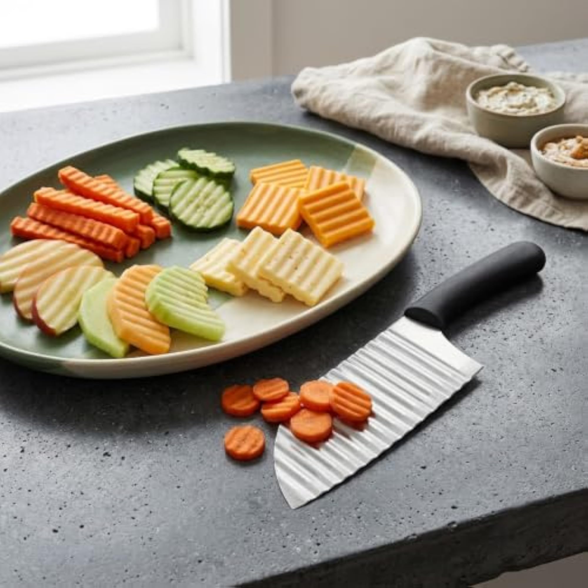Wave Cutting Knife, Ribbed Knife Potato Chips Cutter