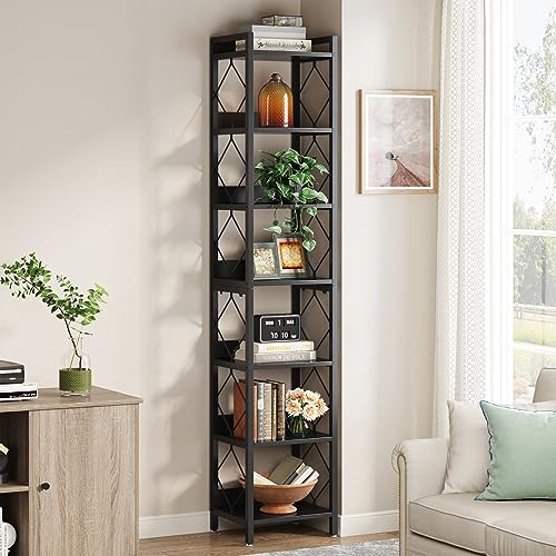 Tribesigns 78.7 Inch Tall Skinny Narrow Bookshelf Bookcase, Black - Image 5