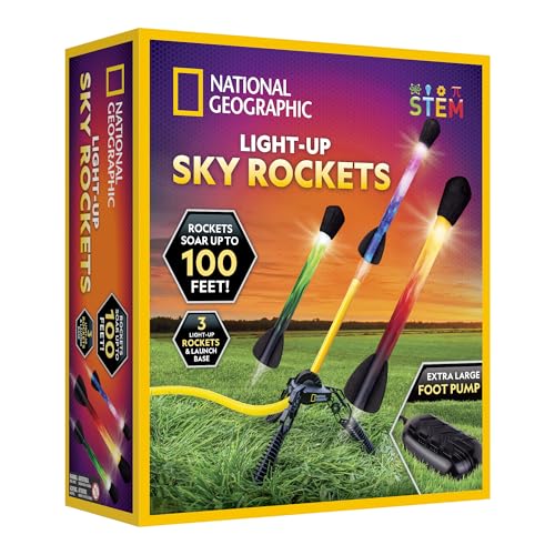 National Geographic LED rocket launcher with light-up rockets