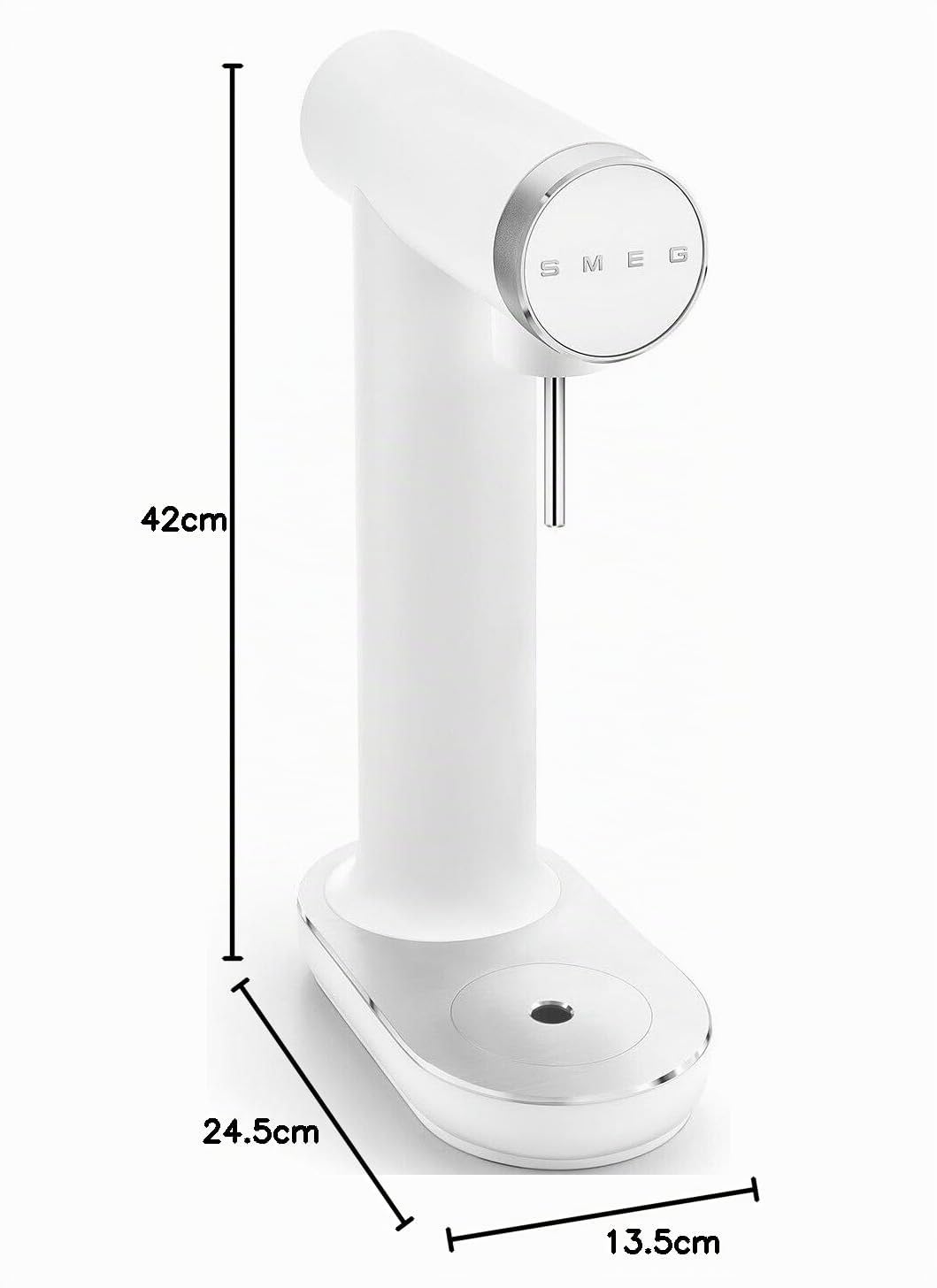 Smeg SKC01WHM Soda Maker, piedini antiscivolo, design salvaspazio, 800 ml, bianco opaco