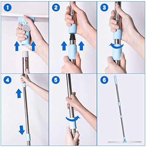 TENSUN 50cm Floor Squeegee Telescopic Silicone Water Squeegee Window Cleaner Heavy Duty Mop with 3 Part Long Handle 130cm for Wet Room Window Shower Floor Garage