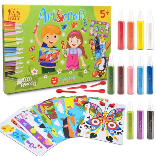 Kit de Sand Art Sabbiarelli avec dessins adhésifs et sable 100% italien