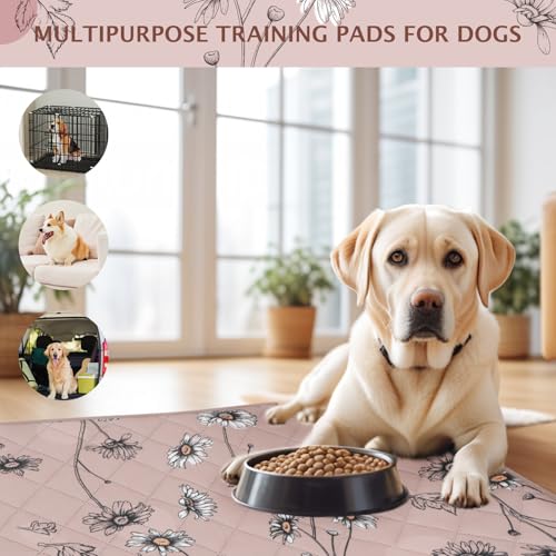 Image of IEUUMLER Washable Pee Pads for Dogs, 2 Pack Non-Slip & Waterproof Pack Whelping Pad, Reusable Puppy Potty Training Pad with Fast Absorbent for Playpen EU007 (Muted Coffee Daisy, 36 inchX24 inch-2pcs)