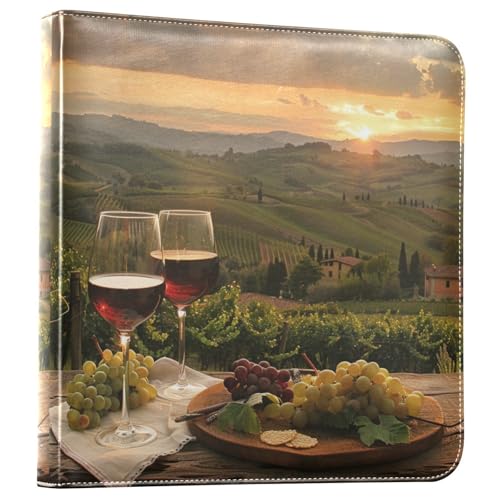 Álbum de fotos ALAZA Sunset Italy View Wine Grapes, cubierta de poliuretano, diseño con anillas de 3 anillos, 20 hojas autoadhesivas, para bodas, viajes y recuerdos familiares miniatura 1