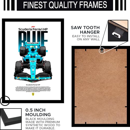 Image of BLINKART Scuderia Ferrari SF-23 CarFramed Posters Gift Items Boys Room Wall Decoration Bedroom Office Studio Synthetic Wood Frame & Acrylic Glass Ready to Hang - 18x12 Inch, (A4 Size) - CAR-257