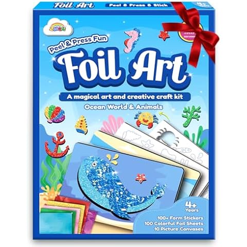 ZMLM Colorful Foil Arts Fun - No Mess Art Easter Gifts Set - Art Crafts Supplies for 4+ Kids - Easter Basket Stuffers & Valentines Crafts Toys for 4 5 6 7 8 9 10 Boys and Girls Cover