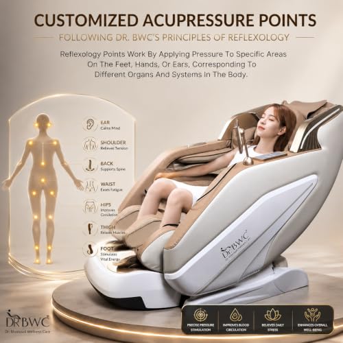 Image of Supreme Hybrid AI 5D Massage Chair | Dual-Core Massage System | Zero Gravity Recliner | AI Body Scan | Full Body SL Track | Heat Therapy | Bluetooth | Premium Royal Gold & White
