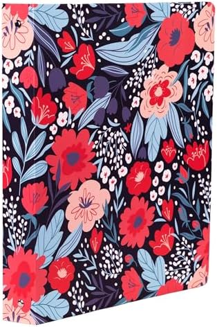 Steel Mill & Co Cute Decorative Hardcover 3 Ring Binder for Letter Size Paper, 1 Inch Round Rings, Colorful Binder Organizer for School/Office, Folk Floral
