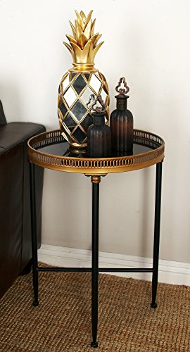 Deco 79 Metal Accent Table With Tray Top, 18" X 18" X 26", Black #TOP1