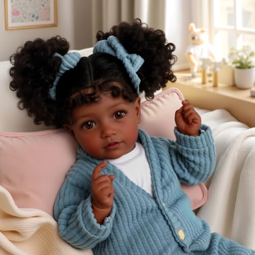 Muñeca Reborn Bebé Realista Negra 20 Pulgadas Suave miniatura 2