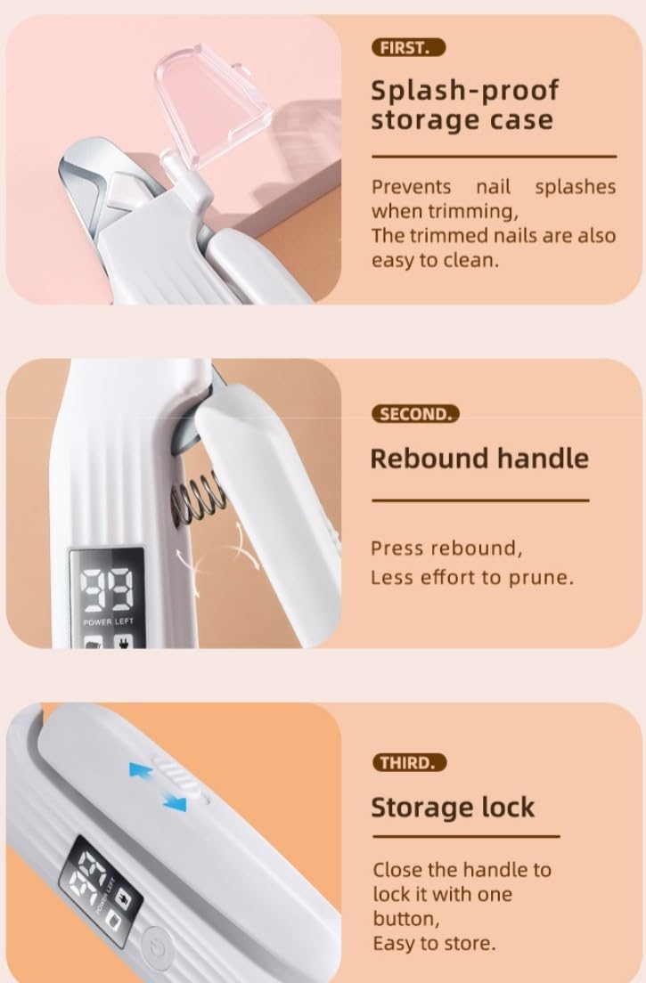 Molinillo de uñas 2 en 1 para perros y cortaúñas para perros grandes, medianos y pequeños, gatos, mascotas, cortador de garras con sensor rápido y protector de seguridad, recargable por USB, con 2