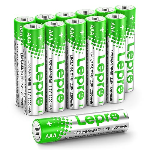 Lepro AAA Alkaline Batteries 12 Pack 1200mAh Triple A Battery with Anti-Leakage Technology High Capacity Long Lasting Power 1.5 Volt LR03 MN2400 AAA Battery Pack for Clocks Remotes Mouse Torch