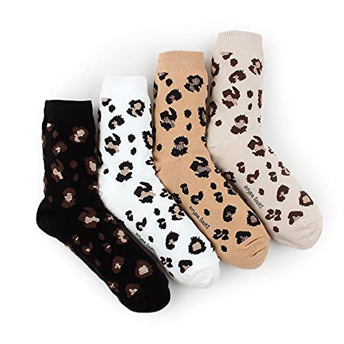 Intype Leopard Pattern Cotton Socks (Crew 4 Pairs) HG