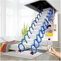 Concertina Loft Ladder Alloy Attic Access Ladder Remote Control Ceiling Folding Ladder Extended Attic Stairs Indoor Telescopic Pull Down Attic Ladder