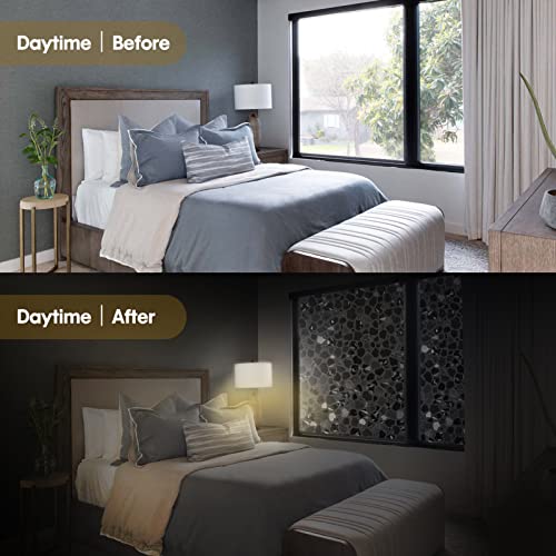 Dktie Blackout Window Film, 3D Window Privacy Film With Gravel Texture, Noise Cancelling Window Inserts, Static Cling No Glue House Window Tint Privacy Day And Night (Gravel, 17.7" X 78.7") #TOP3
