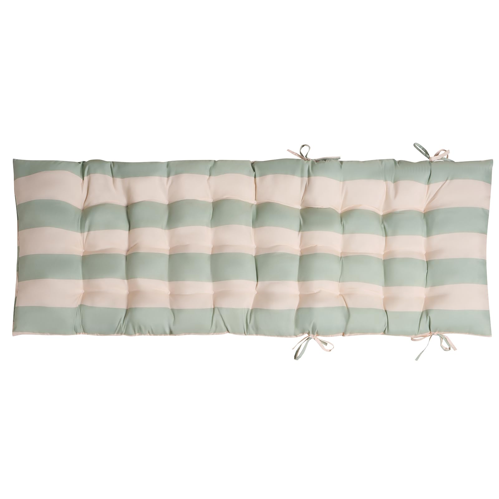Ohs Sage/Cream Sun Lounger Cushion Zero Gravity Chairs Outdoor Cushions Stripe Soft Thick Comfy Waterproof Garden Seat Cushions With Top Cover & Ties Sun Lounger Bench Cushion, - 160 X 50Cm