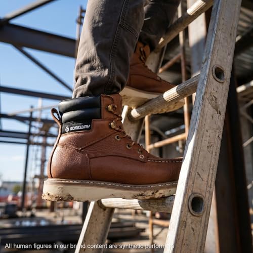 Image of SUREWAY 6 inch Soft Toe Work Boots for Men - GoodyearWelt Full Grain Leather, Lace Up Mac Toe Work Shoes, EH Construction Oil /Slip Resistant, Durable Rubber Sole Boots for Warehouse, Factory, Daily Wear