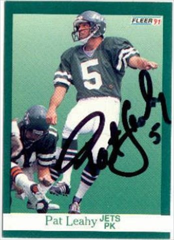 Autograph Warehouse 39466 Pat Leahy Autographed Football Card New York Jets 1991 Fleer No. 152