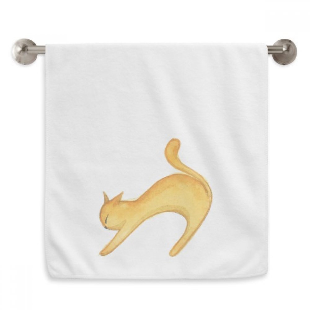 Serviette de toilette chat orange peinture aquarelle blanche 13x29