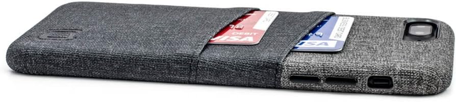 Dockem Luxe Wallet Case for iPhone 8 Plus and 7 Plus - Slim, Simple Card Case with UltraGrip Canvas Style Synthetic Leather: Professional Executive Cover with 2 Card/ID Holder Slots [Black and Grey]