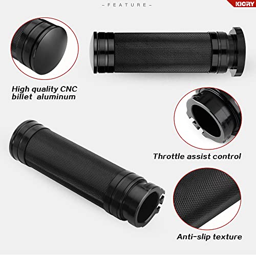 Kicry 1" Motorcycle Hand Grips Black Chrome Handlebar Grips Compatible With Harley Touring Honda Yamaha Suzuki Kawasaki (Black-A) #TOP2