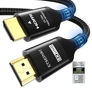 8K HDMI 2.1 Kabel 2M, Etseinri Gecertificeerd 48Gbps Ultrahoge Snelheid HDMI Kabel Ondersteuning 8K@60Hz 4K@120Hz eARC HDCP 2.2&2.3 Dynamische HDR Dolby Atmos Compatibel met PS5 HDTV Monitor en meer