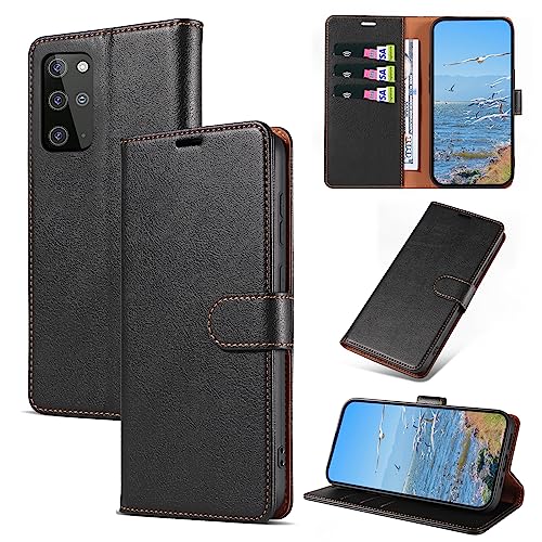KKEIKO Handyhülle für Samsung Galaxy S20 Plus Hülle Magnet Klappbar Handyhülle mit Kartenfach PU Leder Stoßfest Schutzhülle für Samsung S20 Plus Schwarz