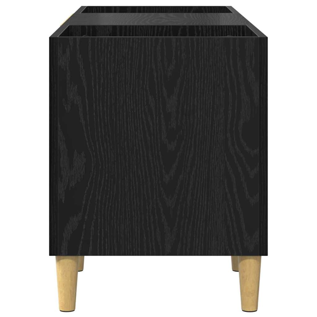 Armario para discos de vinilo con aspecto de roble negro, 121 x 38 x 48 cm, con 2 estantes y puertas con bisagras, armario de almacenamiento para salón, oficina y colección de música