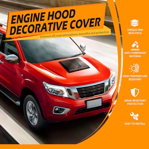 Image of Hood Vents for Cars,Universal Hood Scoop,Universal Engine Hood Air Vent for Trucks,Suit for Dodge Ram 1500 2500 3500Chevy Silverado, F-150, F-250, F-350