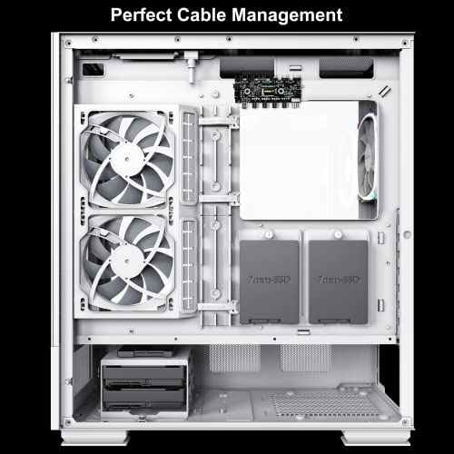 Image of Montech Sky Two, Dual Tempered Glass, 4X PWM ARGB Fans Pre-Installed, ATX Gaming Mid Tower Computer Case, Type C, High Airflow Performance- White