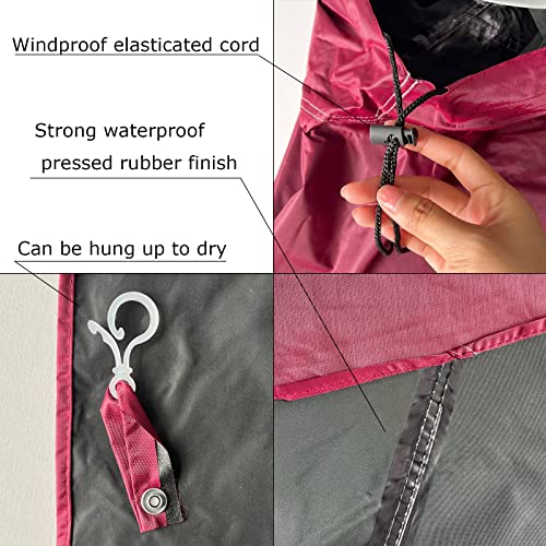Waterdichte Fietsponcho, Winddichte Fietsen Fiets Regenjas Poncho, Herbruikbare Regenponcho, met Kap, voor Fietsen, Mountainbikes, Elektrische Fietsen (Rood) - Afbeelding 5