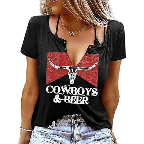 Cowboys & Beer Vintage Graphic T-Shirt Cover