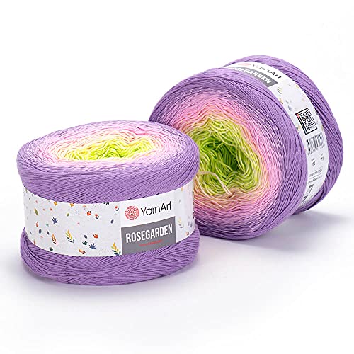 Image of Yarn Art Flowers Rosegarden 100% Cotton 250gr 8.80 oz 1094yds Multicolor Cotton Yarn Rainbow Crochet Yarn Spring Summer (312)