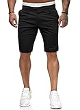 HUNGSON Mens Slim Fit Shorts Stretch Chino Short Pants(Black,34)
